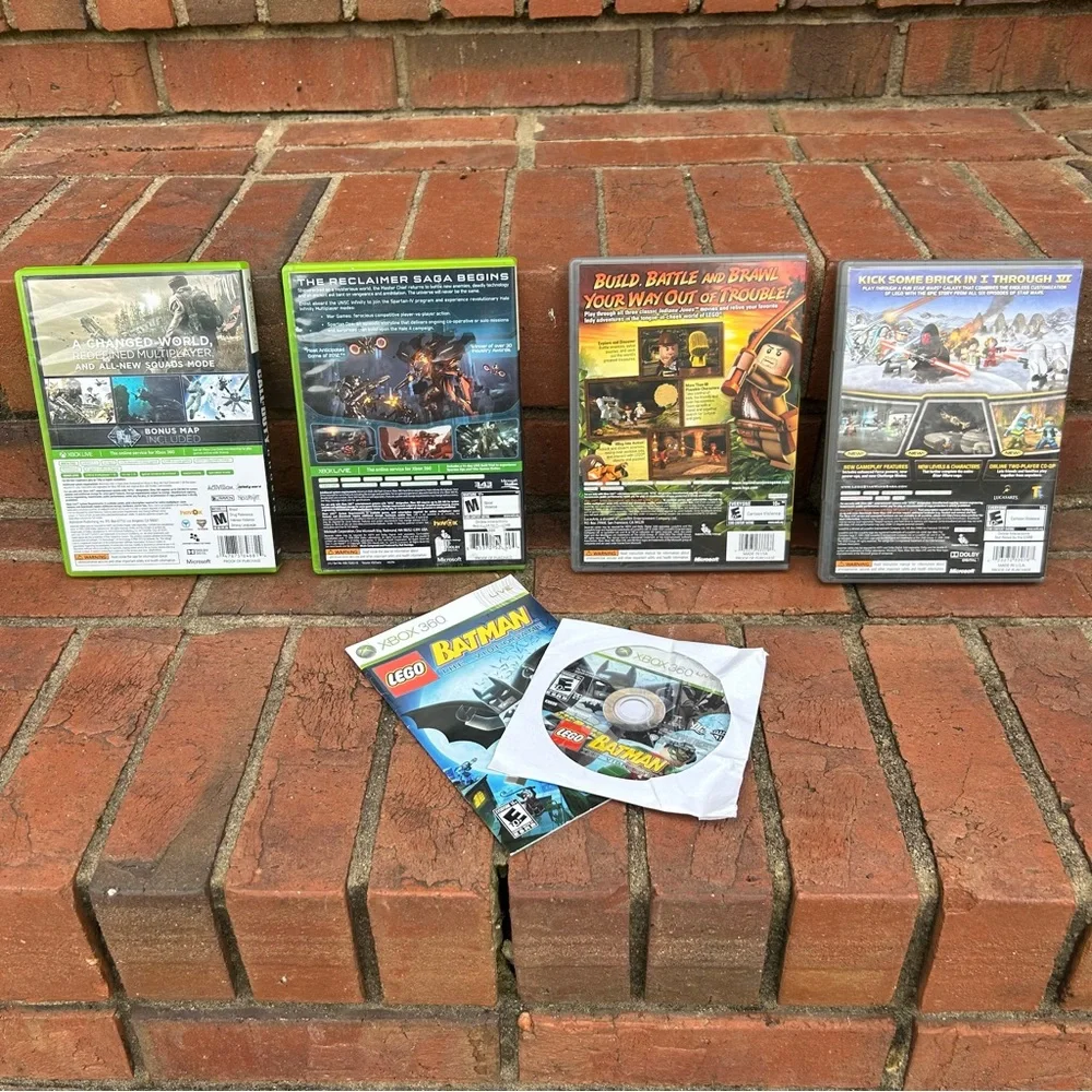 XBOX 360 5 Game Bundle LEGO Star Wars, Batman, Indiana, Halo4 Call of Duty GHOST
